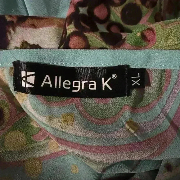 Allegra K Womens XL Sheer Chiffon 3/4 Sleeve Kimono Style Wearable Art Tunic Top - Picture 9 of 11